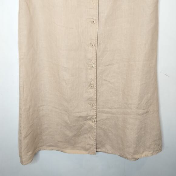 Autograph New York Linen Maxi Skirt Button Up Beige Natural - Picture 3 of 9
